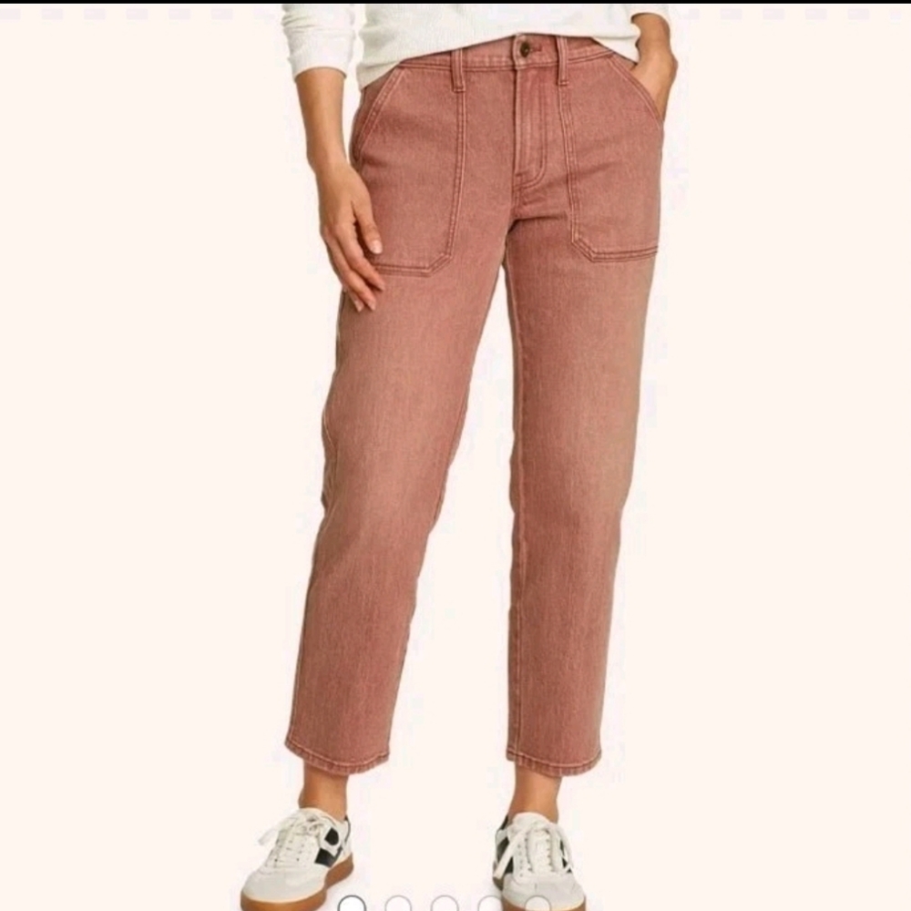 Eddie Bauer Voyager Relaxed Fit Jeans Sz Petite 8 Specialty Dyed Deep Mahogany